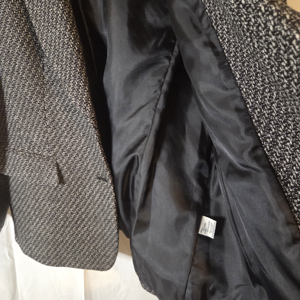 Talbots Classic Tweed Wool Black and White Blazer Size 14 - Picture 3 of 10